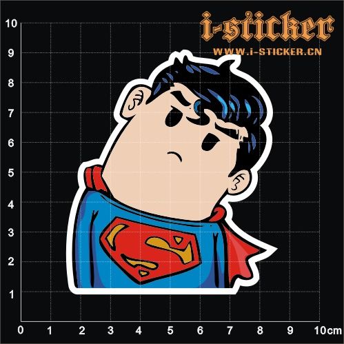 歪脖超人旅行箱贴纸 卡通恶搞与平面设计的趣味融合